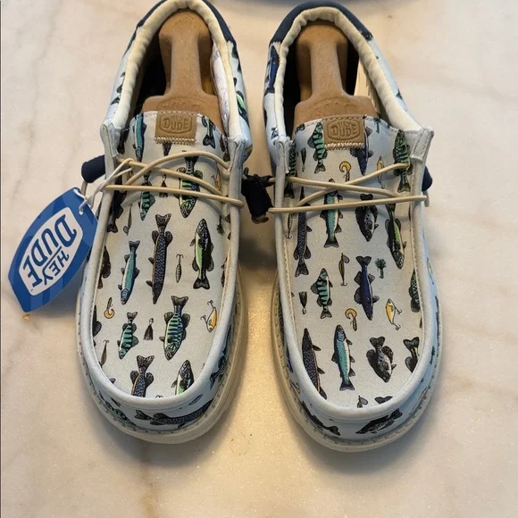 Hey Dude Wally Fish Lure Pattern Shoes NWT - Picture 1 of 6